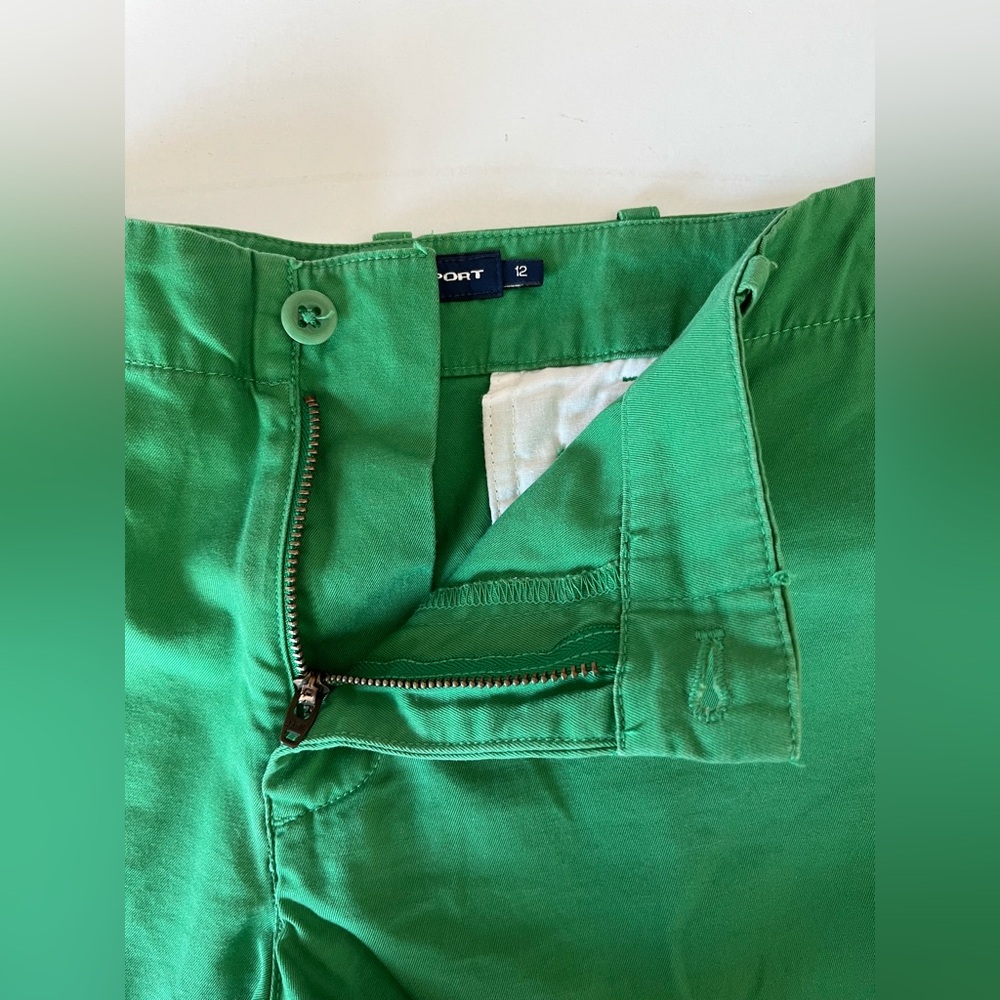 Ralph Lauren Sport Flat Front Green Chino shorts w/ blue logo preppy summer 12 - Picture 3 of 7